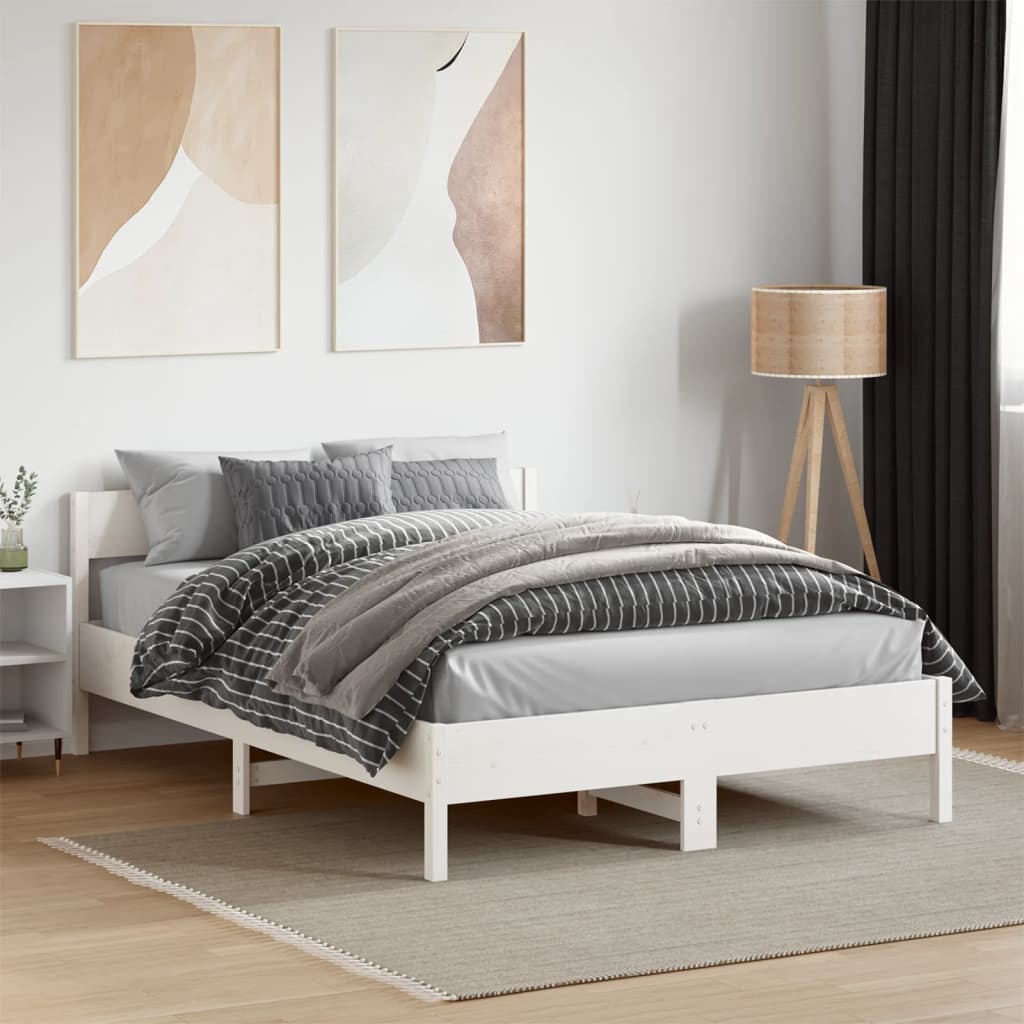 Bed Frame without Mattress White 120x190 cm Small Double Solid Wood Pine