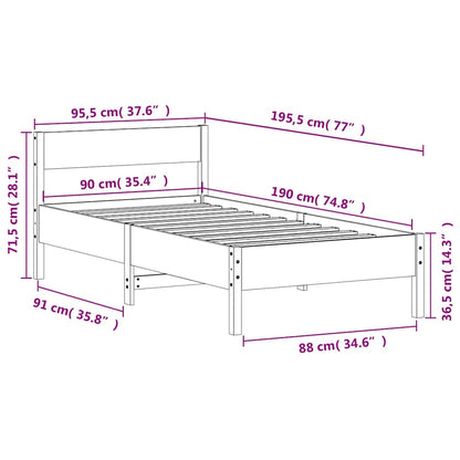 Bed Frame without Mattress White 90x190 cm Single Solid Wood Pine