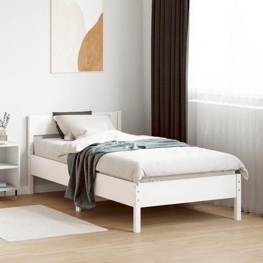 Bed Frame without Mattress White 75x190 cm Small Single Solid Wood Pine