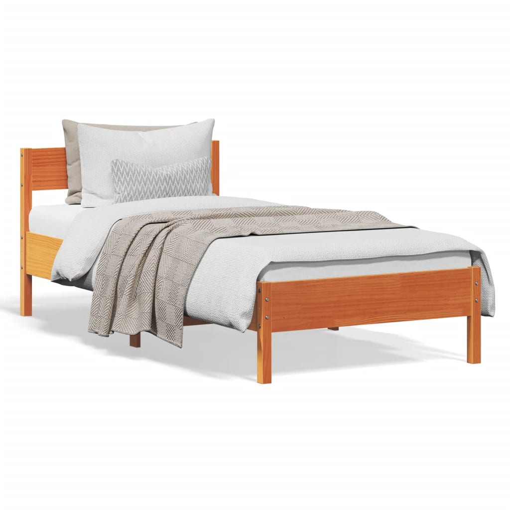 Bed Frame without Mattress Wax Brown 75x190 cm Small Single Solid Wood Pine