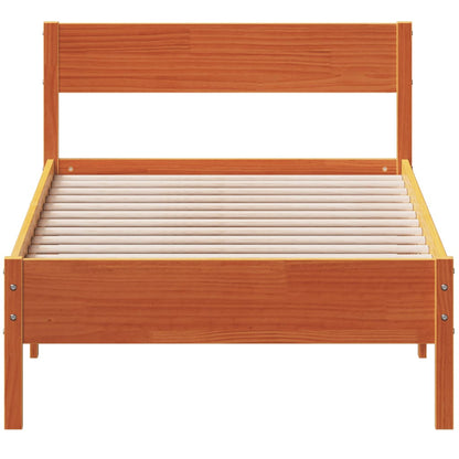 Bed Frame without Mattress Wax Brown 75x190 cm Small Single Solid Wood Pine