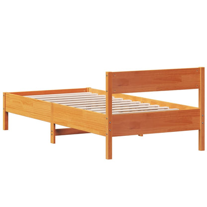 Bed Frame without Mattress Wax Brown 75x190 cm Small Single Solid Wood Pine