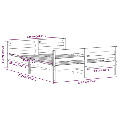 Bed Frame without Mattress 120x200 cm Solid Wood Pine