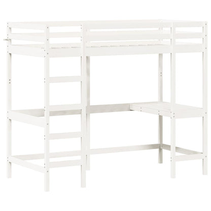 Loft Bed without Mattress White 90x190 cm Single Solid Wood Pine