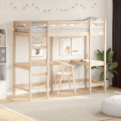 Loft Bed without Mattress 75x190 cm Small Single Solid Wood Pine