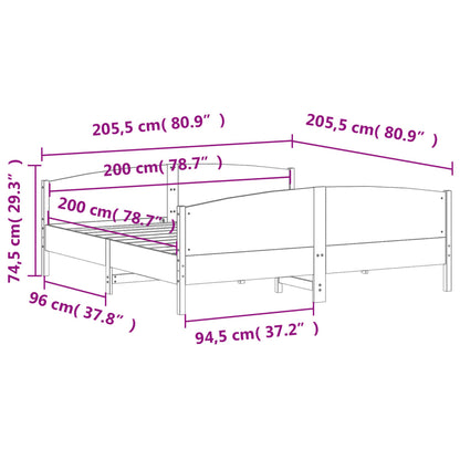 Bed Frame without Mattress 200x200 cm Solid Wood Pine