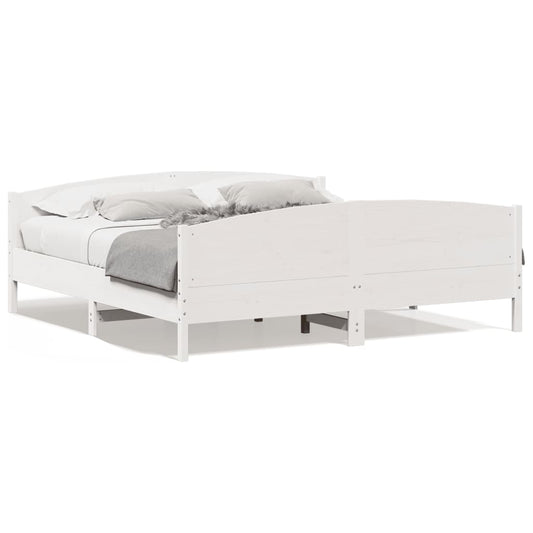 Bed Frame without Mattress White 180x200 cm Super King Solid Wood Pine