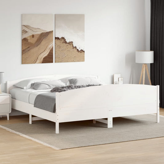 Bed Frame without Mattress White 180x200 cm Super King Solid Wood Pine
