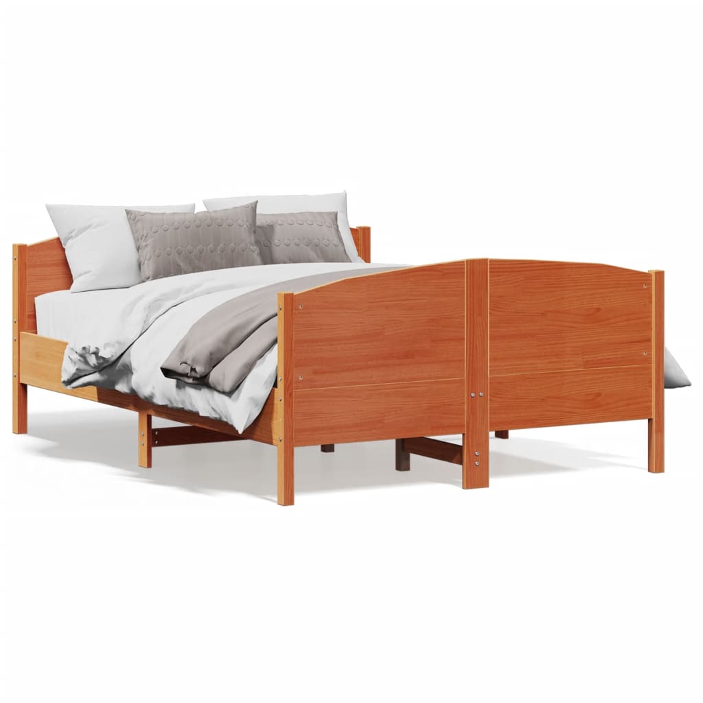 Bed Frame without Mattress Wax Brown 160x200 cm Solid Wood Pine