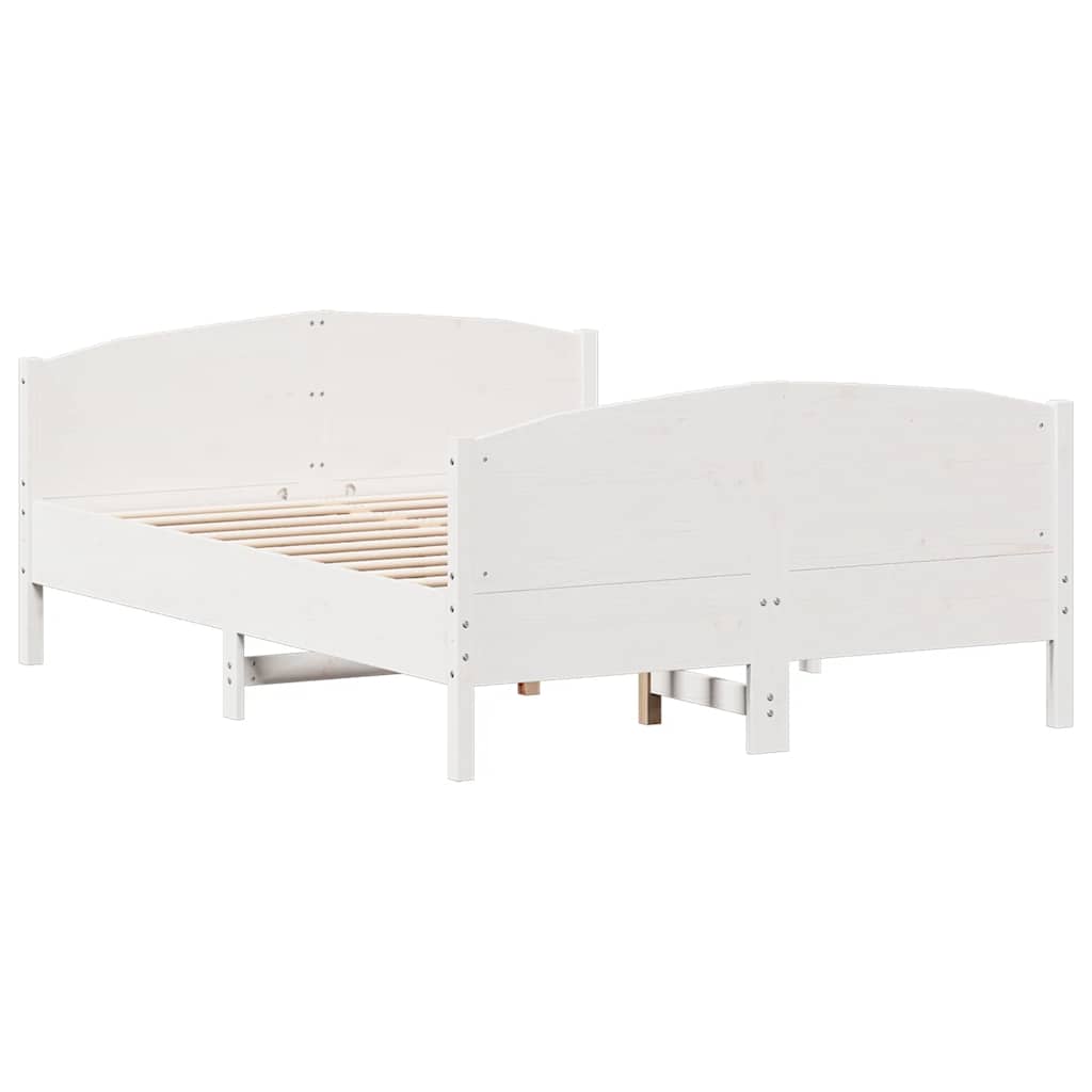 Bed Frame without Mattress White 150x200 cm King Size Solid Wood Pine