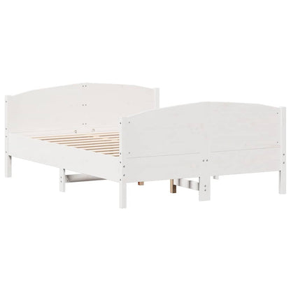 Bed Frame without Mattress White 150x200 cm King Size Solid Wood Pine