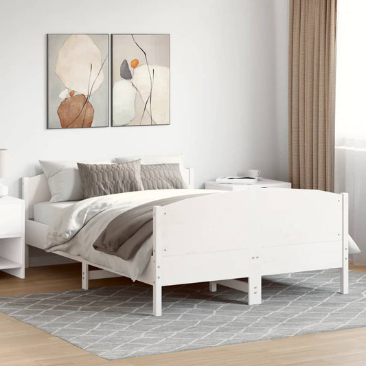 Bed Frame without Mattress White 140x190 cm Solid Wood Pine
