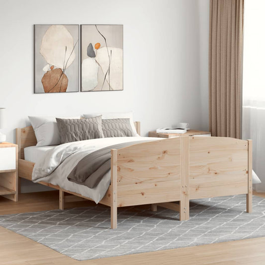 Bed Frame without Mattress 135x190 cm Double Solid Wood Pine