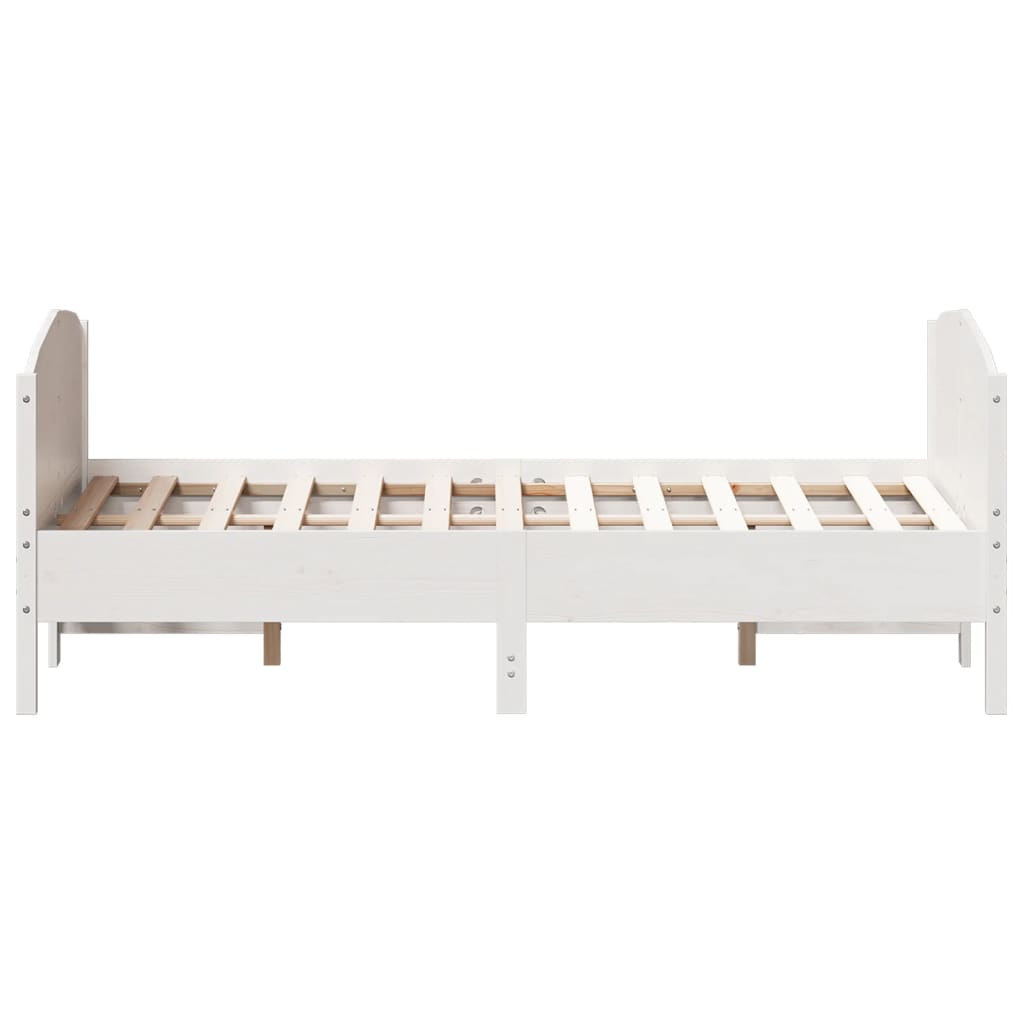 Bed Frame without Mattress White 135x190 cm Double Solid Wood Pine