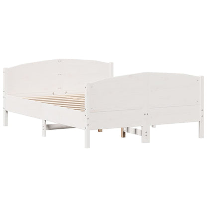 Bed Frame without Mattress White 135x190 cm Double Solid Wood Pine
