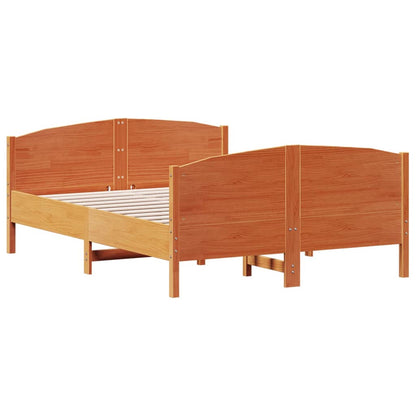Bed Frame without Mattress Wax Brown 120x190 cm Small Double Solid Wood Pine
