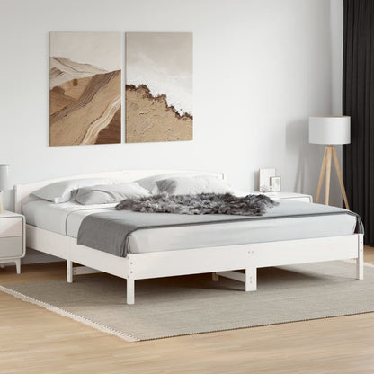 Bed Frame | White | Solid pine wood, Plywood slats | Double | Durable