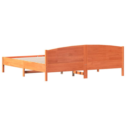 Bed Frame | Wax Brown | Solid Pine Wood, Plywood | 200x200 cm | Bed Frame
