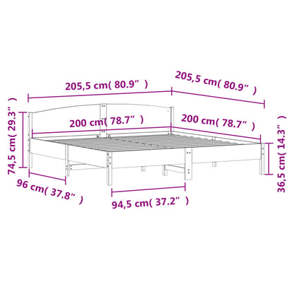 Bed Frame | Wax Brown | Solid Pine Wood, Plywood | 200x200 cm | Bed Frame