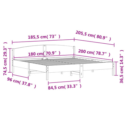 Bed Frame | White | Solid pine wood | Super King | Bed Frame