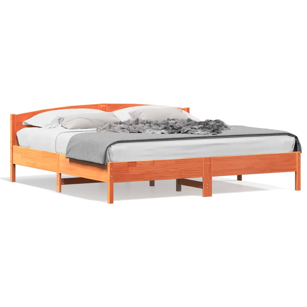 Bed Frame | Wax Brown | Solid pine wood, Plywood | Super King |  Durable