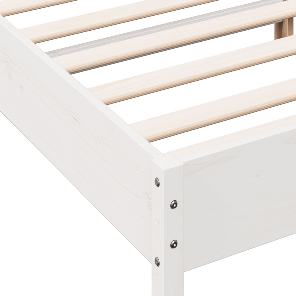 Bed Frame | White | Solid Pine Wood, Plywood | King Size | Durable