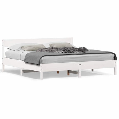 Bed Frame without Mattress White 180x200 cm Super King Solid Wood Pine
