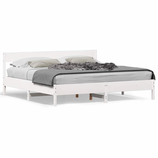 Bed Frame without Mattress White 180x200 cm Super King Solid Wood Pine
