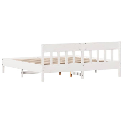 Bed Frame without Mattress White 180x200 cm Super King Solid Wood Pine