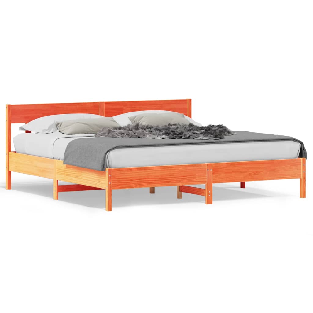 Bed Frame without Mattress Wax Brown 180x200 cm Super King Solid Wood Pine
