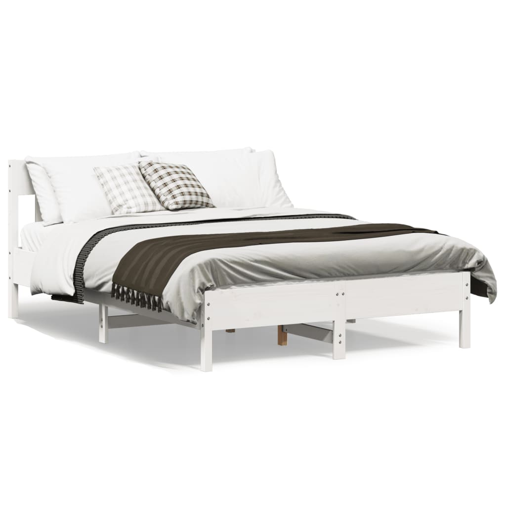 Bed Frame without Mattress White 160x200 cm Solid Wood Pine