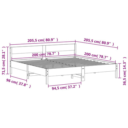 Bed Frame without Mattress White 200x200 cm Solid Wood Pine