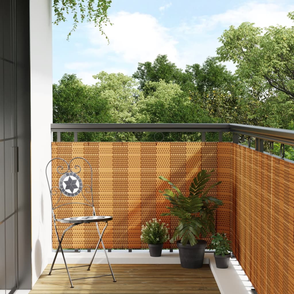 Balcony Screen Light Brown 400x90 cm Poly Rattan