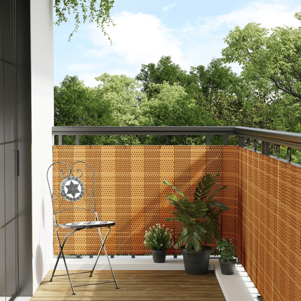 Balcony Screen Light Brown 600x100 cm Poly Rattan