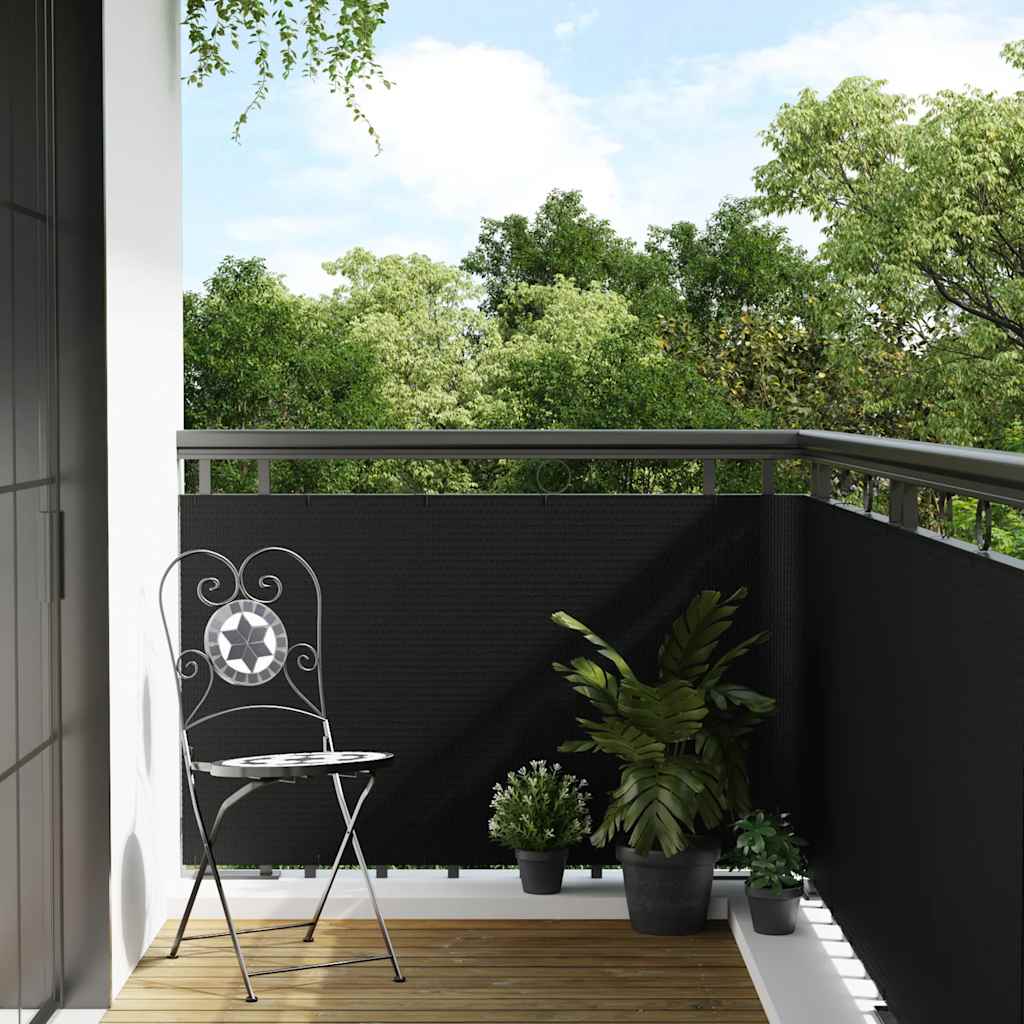Balcony Screen Black 500x100 cm Poly Rattan