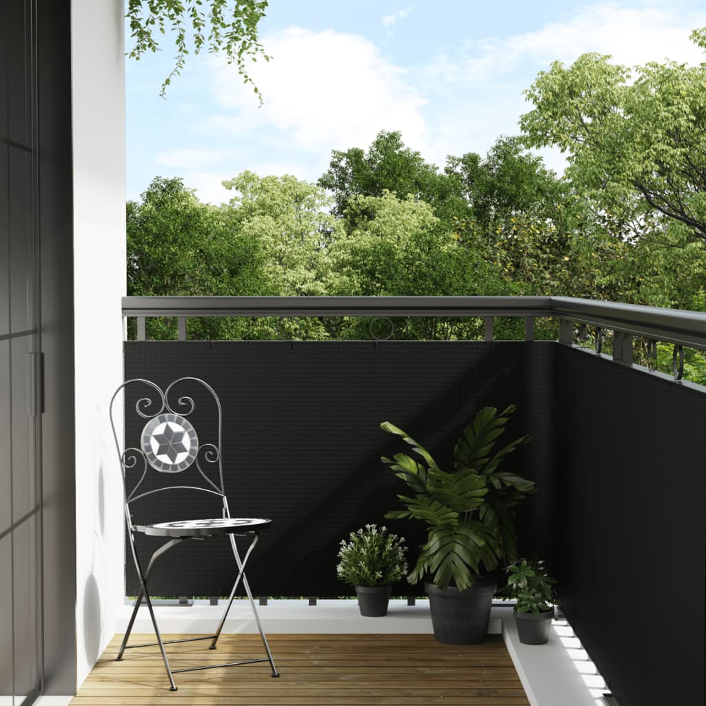 Balcony Screen Black 600x80 cm Poly Rattan
