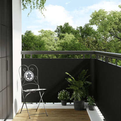 Balcony Screen Black 600x90 cm Poly Rattan