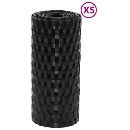Balcony Screens 5 pcs Black 255x19 cm Poly Rattan
