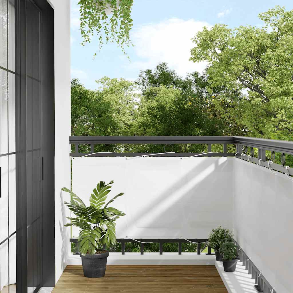 Balcony Screen White 75x800 cm 100% Polyester Oxford