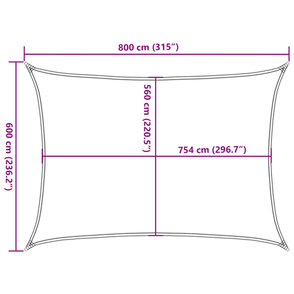 Sun Shade Sail Light Grey 8x6 m 100% Polyester Oxford