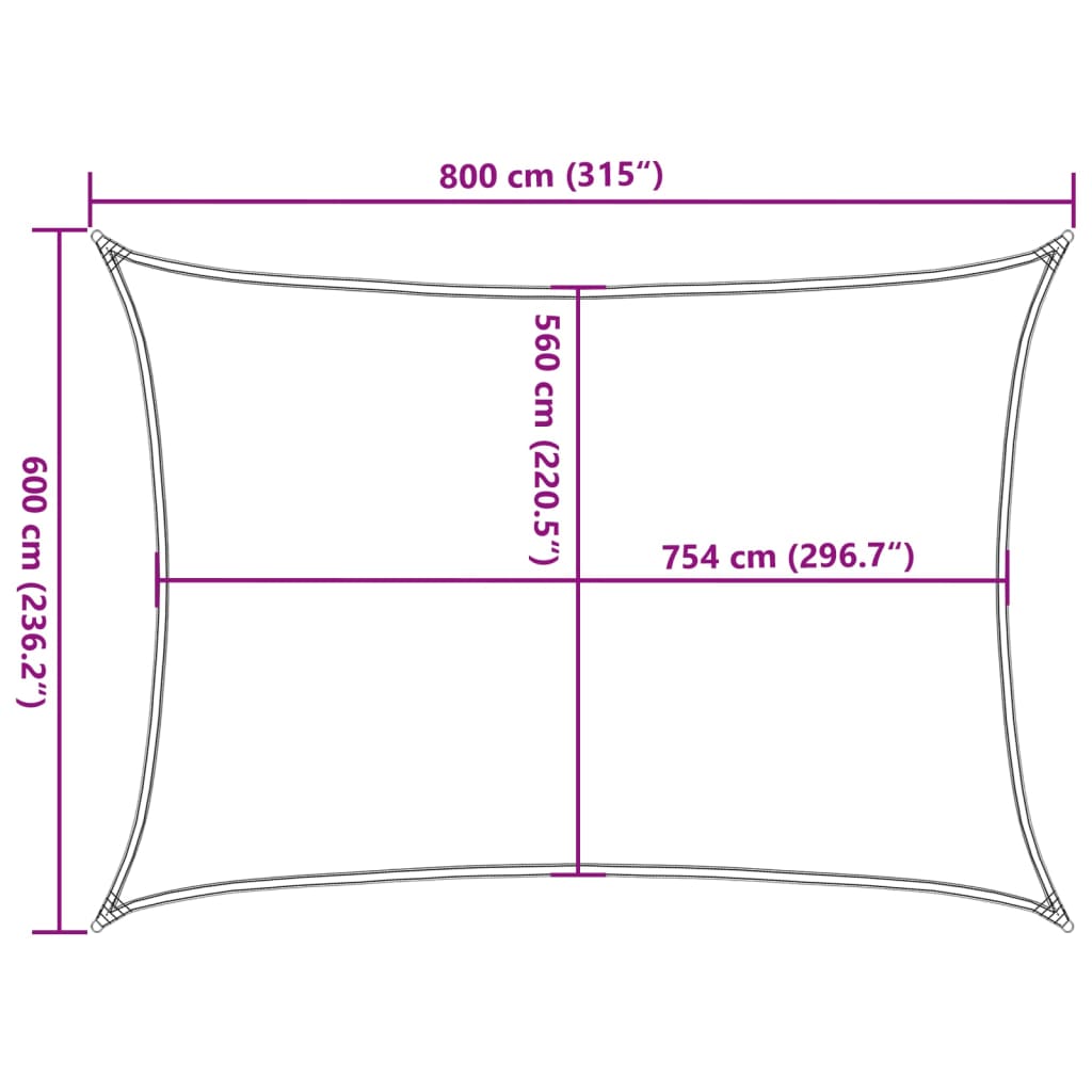 Sun Shade Sail Sand 8x6 m 100% Polyester Oxford