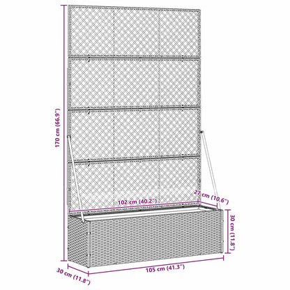 Garden Trellis Planter Grey 105 x 30 x 170 cm Metal