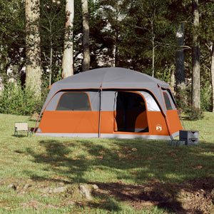 Family Tent Cabin 10-Person Grey and Orange Waterproof