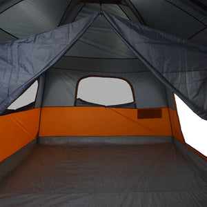 Family Tent Cabin 10-Person Grey and Orange Waterproof