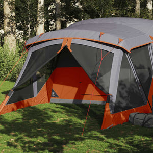 Camping Tent with Porch 4-Person Orange Waterproof