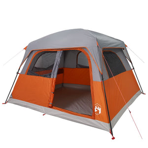 Family Tent Cabin 6-Person Orange Waterproof