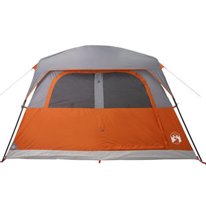 Family Tent Cabin 6-Person Orange Waterproof