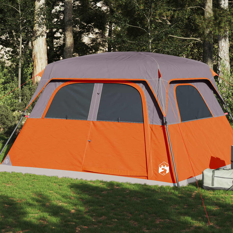 Family Tent Cabin 6-Person Orange Waterproof