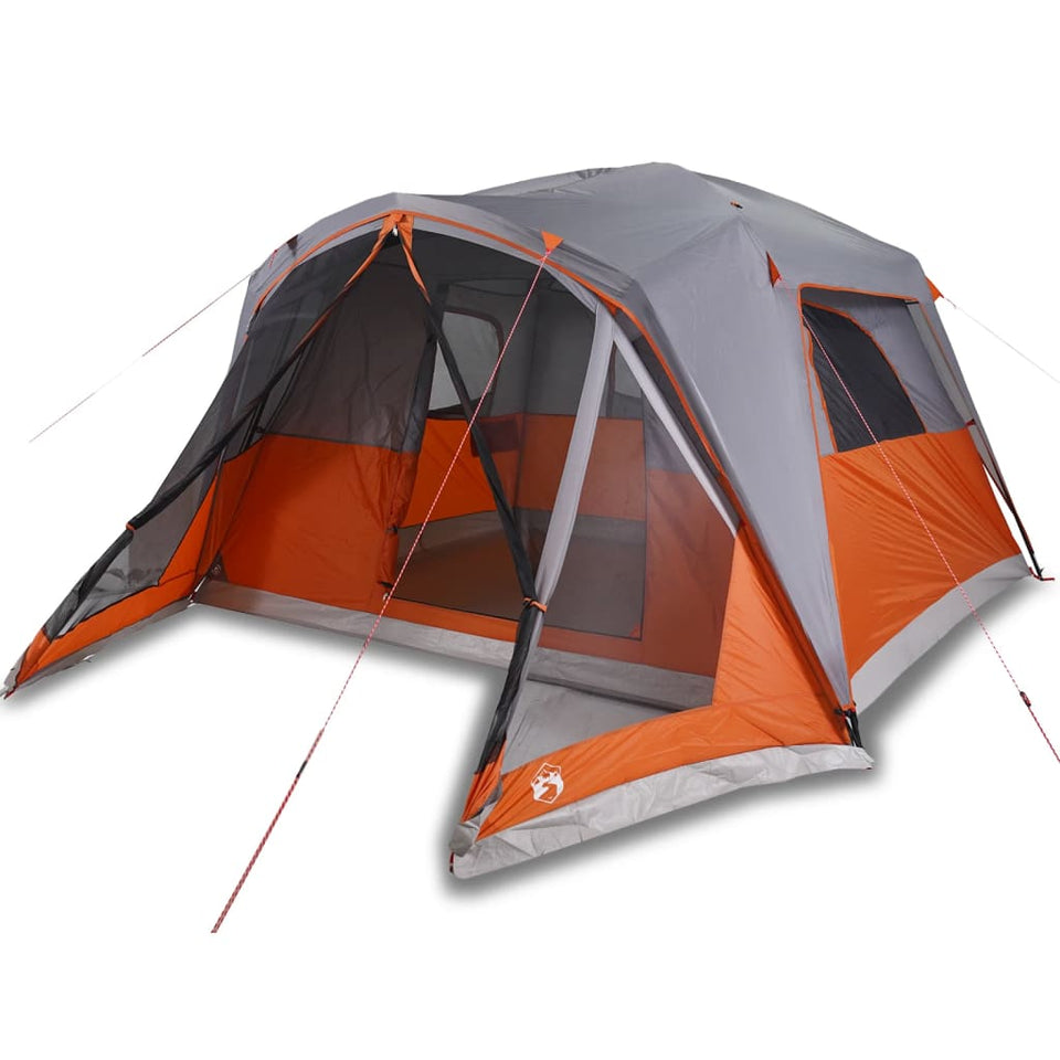 Family Tent with Porch 6-Person Grey and Orange Waterproof