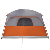 Family Tent with Porch 6-Person Grey and Orange Waterproof